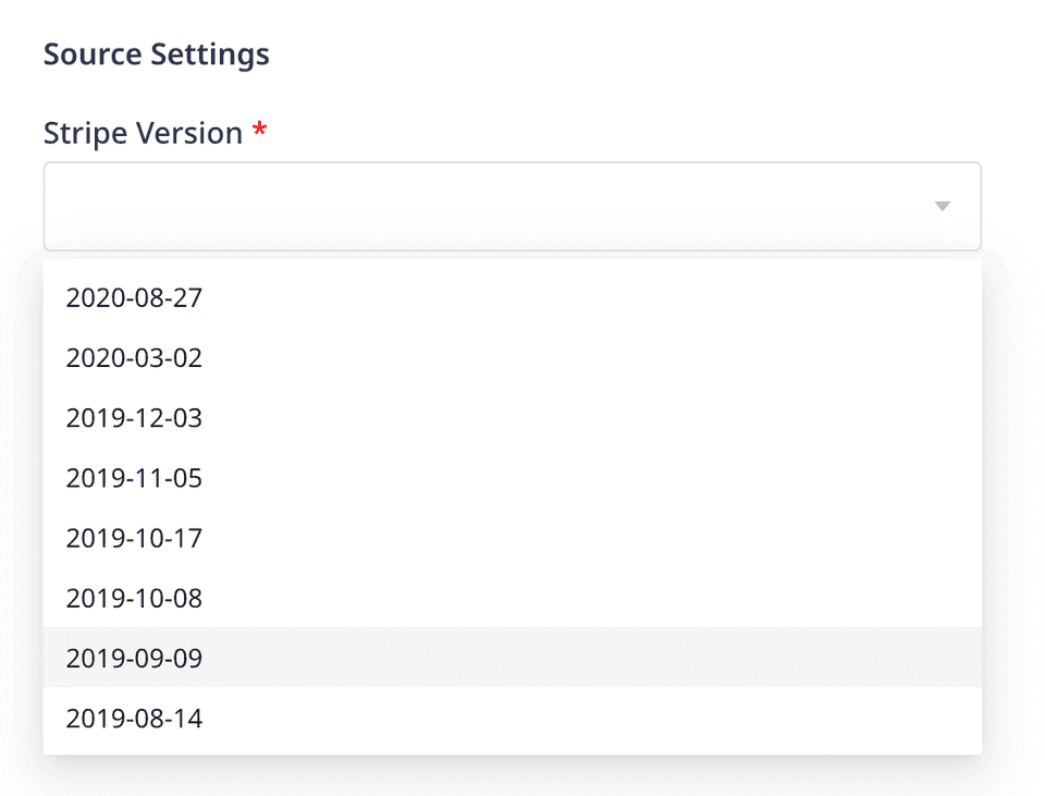 Specifying the Stripe API version